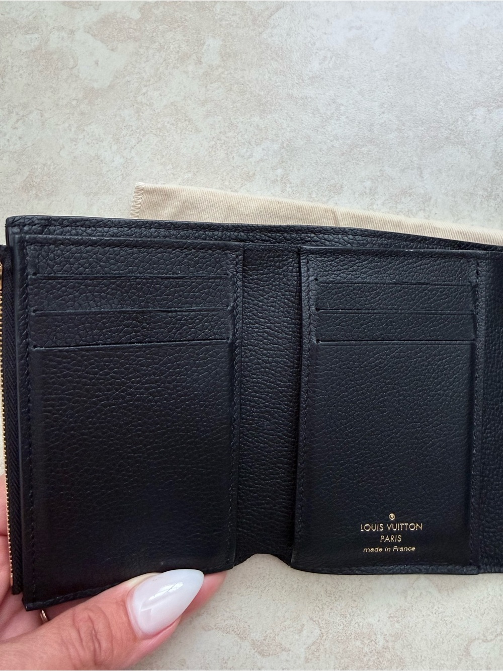 Louis Vuitton Black Monogram Embossed Victorine Wallet with Gold Snap - Picture 9 of 11